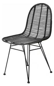 Scaun K337, negru, rattan natural/metal, 44x55x90 cm