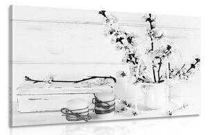 Tablou natura moartă rusticală în design alb-negru