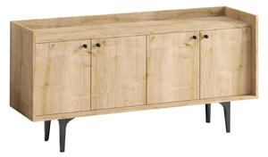Comoda NAVI, stejar/negru, PAL melaminat/metal, 150x40x80 cm