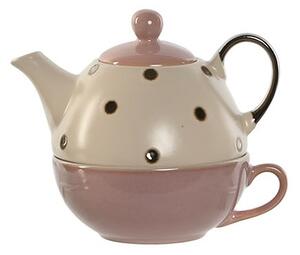 Ceainic cu ceasca Circles din ceramica roz 15 cm
