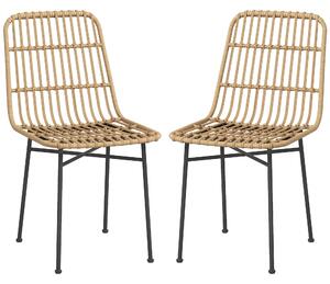 HOMCOM Set 2 Scaune pentru Bucătărie și Living Stil Boho, Scaune Moderne din PE Ratan și Oțel, 45x57x83 cm, Galben | Aosom Romania
