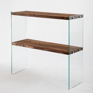 Comoda VENEDIK, nuc, sticla/lemn, 90x30x80 cm