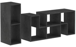 HOMCOM Mobilier TV 75" cu 2 Rafturi în Formă de L și Raft Dreptunghiular, 134-180x30,5x44 cm, Negru | Aosom Romania