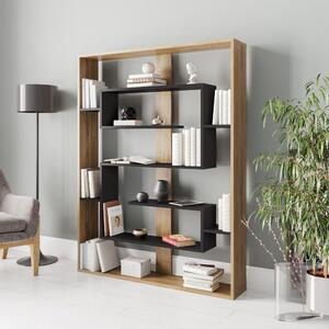 Biblioteca ESTEBAN, stejar/negru, PAL melaminat, 120x22x156 cm
