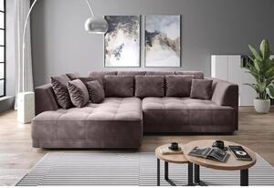 Coltar extensibil TIGA, sezlong stanga, stofa catifelata maro - Whispe