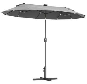 Outsunny Umbrelă de Terasă cu Două Fețe, Bază în Cruce, Sistem de Înclinare și Manivelă | Aosom Romania