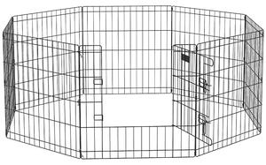 PawHut Gard Modular pentru Câini și Căței, Interior/Exterior, cu 8 Panouri din Plasă și Ușă, 61x61 cm, Negru | Aosom Romania