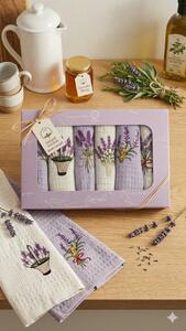 Set 6 prosoape bucatarie din bumbac, 40x60 cm, model Lavanda