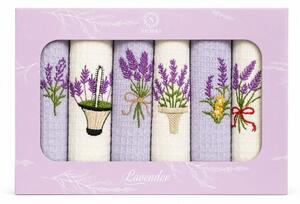 Set 6 prosoape bucatarie din bumbac, 40x60 cm, model Lavanda