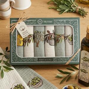 Set 6 prosoape bucatarie din bumbac, 40x60 cm, model Rustic