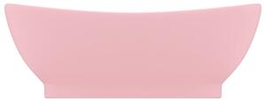 Chiuvetă lux cu preaplin, roz mat, 58,5x39 cm ceramică, oval