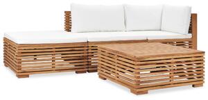 Set mobilier grădină cu perne, 4 piese, lemn masiv de tec