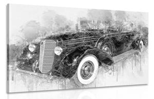 Tablou sedan retro istoric în design alb-negru