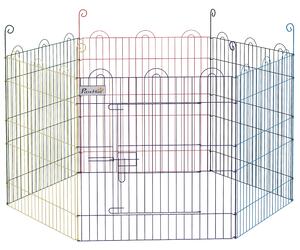Gard pentru Caini cu 6 Panouri cu Inchidere cu Zavor, Gard pentru Caini Talie Medie din Metal, Ø120x60 cm, Multicolor PawHut | Aosom Romania