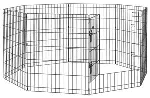 PawHut Padoc Portabil pentru Câini, Pisici și Căței, Structură din Sârmă Metalică, 8 Module, 76x61 cm, Negru | Aosom Romania