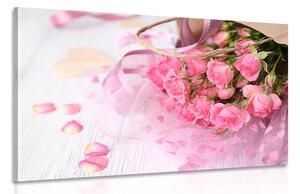 Tablou buchet de trandafiri roz