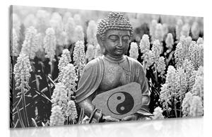 Tablou yin și yang Budha în design alb-negru