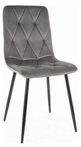 Scaun TOM, gri/negru, stofa catifelata/metal, 45x39x91 cm