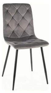 Scaun tapitat JERRY, gri/negru, stofa catifelata/metal, 45x39x91 cm