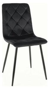 Scaun tapitat JERRY, negru, stofa catifelata/metal, 45x39x91 cm