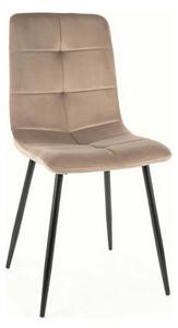 Scaun bucatarie metalic IVO, bej/negru, stofa catifelata, 45x39x91 cm