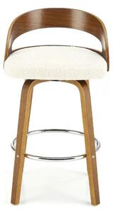 Scaun din lemn tapitat H110, crem/nuc, stofa bucle/otel, 47x43x84 cm