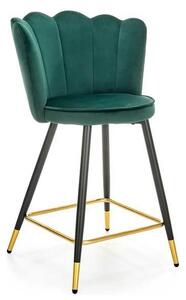 Scaun bar H106, verde/negru, stofa catifelata/otel, 58x58x96 cm