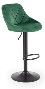 Scaun de bar rotativ H101, verde inchis/negru, stofa catifelata/metal