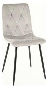 Scaun TOM, gri deschis/negru, stofa catifelata/metal, 45x39x91 cm