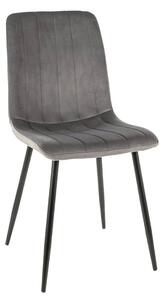 Scaun tapitat stofa catifelata ALAN, gri/negru, 45x39x91 cm