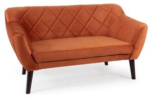 Canapea KARO 2, caramiziu/wenge, stofa catifelata/lemn, 140x75x76 cm
