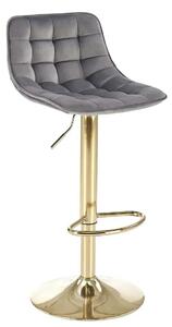 Scaun bar H120, gri/auriu, stofa catifelata/metal, 43x44x84/106 cm