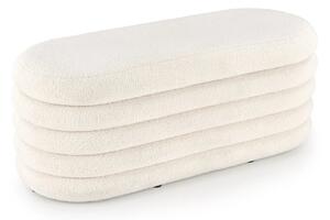 Bancheta tapitata hol BLISS, stofa buclata crem, 105x42x42 cm