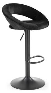 Scaun bar H102, negru, stofa catifelata/otel, 53x48x78/100 cm
