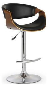 Scaun bar H100, negru/nuc, piele ecologica/otel, 53x50x88/109 cm