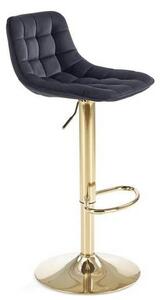 Scaun de bar auriu H120, stofa catifelata/otel, 43x44x84/106 cm