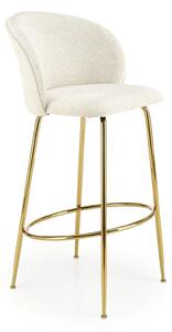 Scaun de bar auriu H116, stofa bucle/otel, 50x59x101 cm