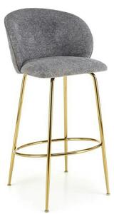Scaun bar H116, gri/auriu, stofa bucle/otel, 50x59x101 cm