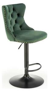 Scaun bar H117, verde/negru, stofa catifelata/otel, 47x52x96/118 cm