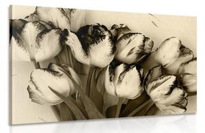 Tablou lalele de primăvară în design sepia