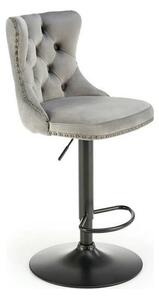 Scaun bar H117, gri/negru, stofa catifelata/otel, 47x52x96/118 cm