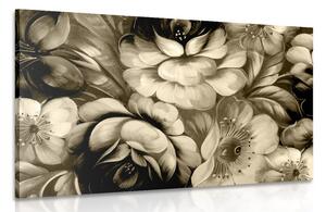 Tablou lumea impresionistă a florilor în design sepia