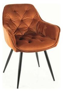 Scaun tapitat modern CHERRY, caramiziu/negru, stofa catifelata/metal