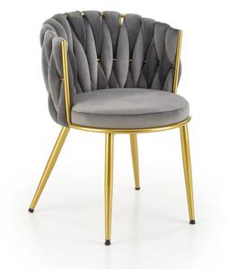 Scaun de dining K517, gri/auriu, stofa catifelata/metal, 57x60x79 cm