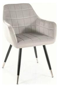 Scaun NUXE, gri deschis/negru, stofa catifelata/metal, 56x42x83 cm
