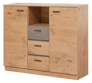 Comoda EFFECT, stejar lancelot/gri, PAL, 130x42x105 cm