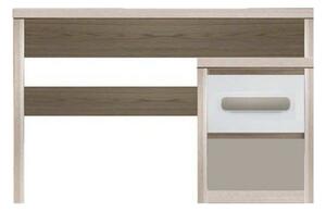 Birou ROMA 10, stejar ferrara/alb lucios/gri mat, PAL, 130x58x77 cm
