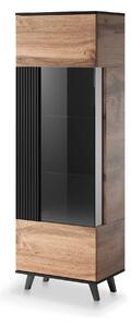 Vitrina RANDOM, stejar wotan/negru, PAL furniruit/polipropilena, 60x40
