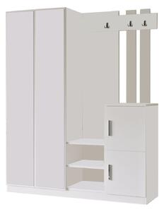 Mobilier hol DD8-W, alb, PAL melaminat, 147x38x180 cm