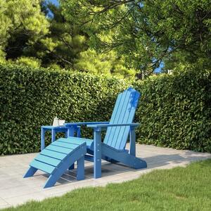 Scaun grădină Adirondack, suport picioare, albastru aqua, HDPE